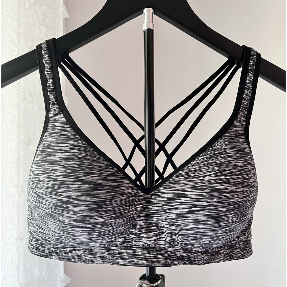 Women’s Attract Sports Bras Black White Heathered Cross Cross M - 2 Pack